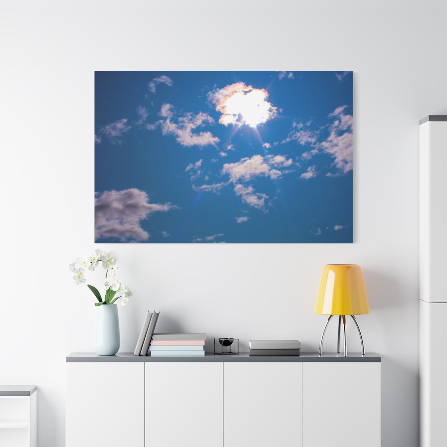 Canvas Wall Art - Blue Sky and Shining Clouds Picture