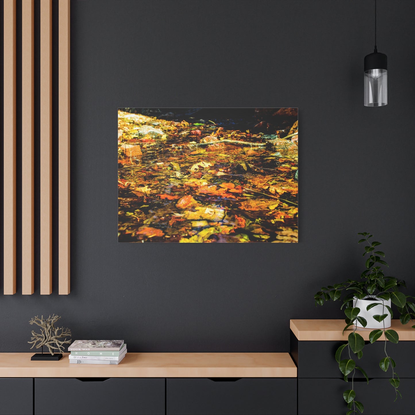 Canvas Print - Fall Leaves in Quiet Stream Photography