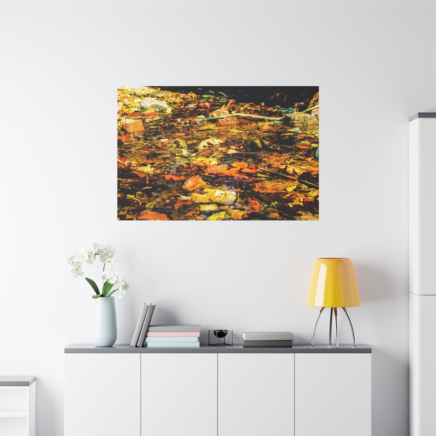 Canvas Print - Fall Leaves in Quiet Stream Photography
