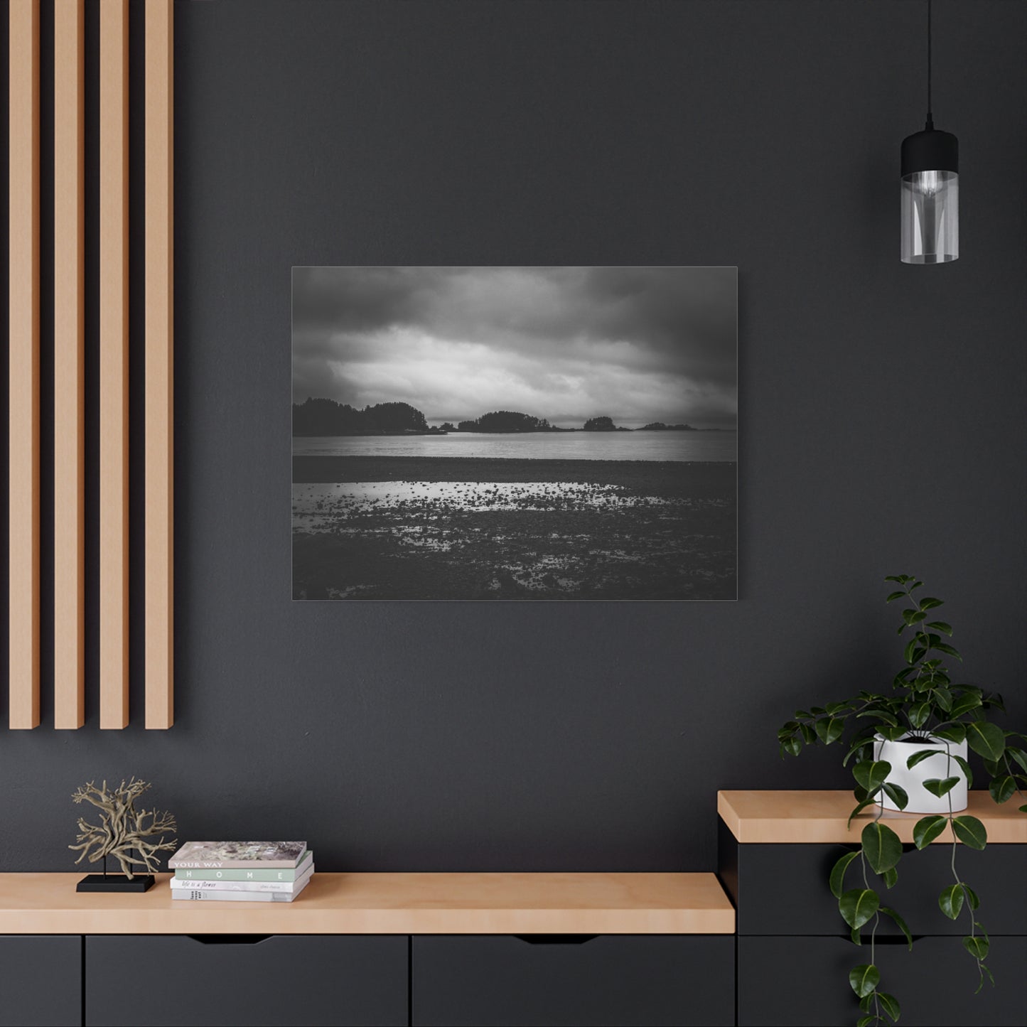 Canvas Wall Art - Photography Grey Scale Ocean Islands