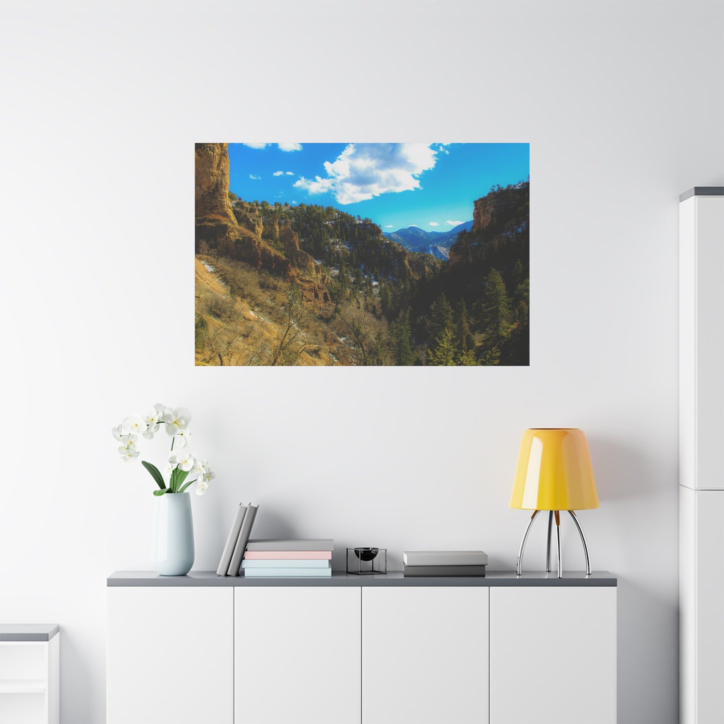 Canvas Art Print - Valley with Trees and Blue Sky Photography
