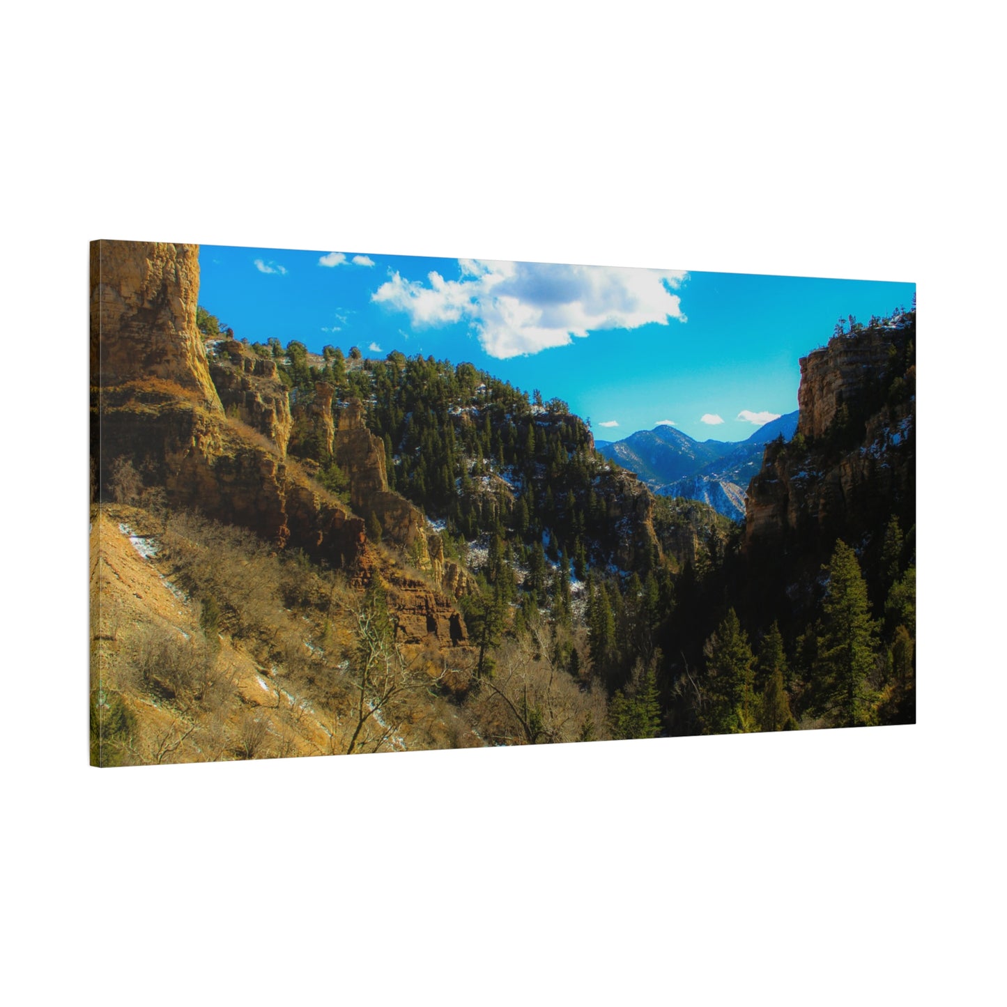 Canvas Art Print - Valley with Trees and Blue Sky Photography