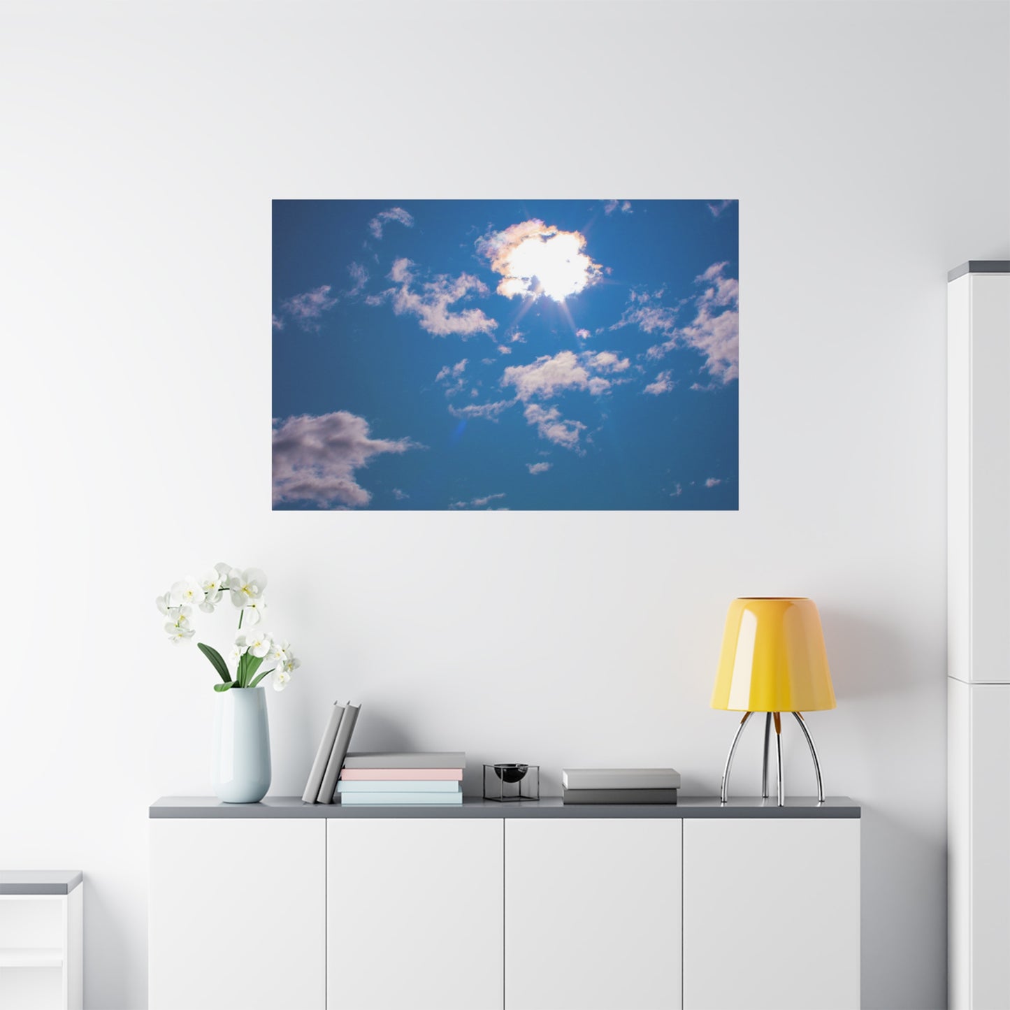 Canvas Wall Art - Blue Sky and Shining Clouds Picture