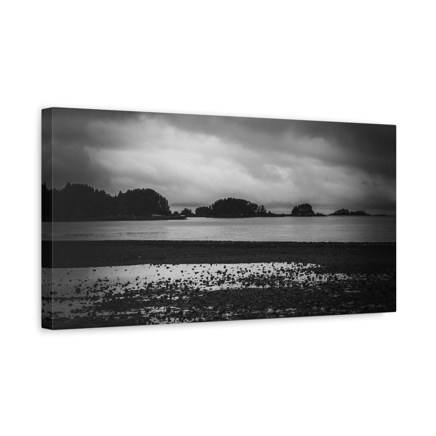 Canvas Wall Art - Photography Grey Scale Ocean Islands