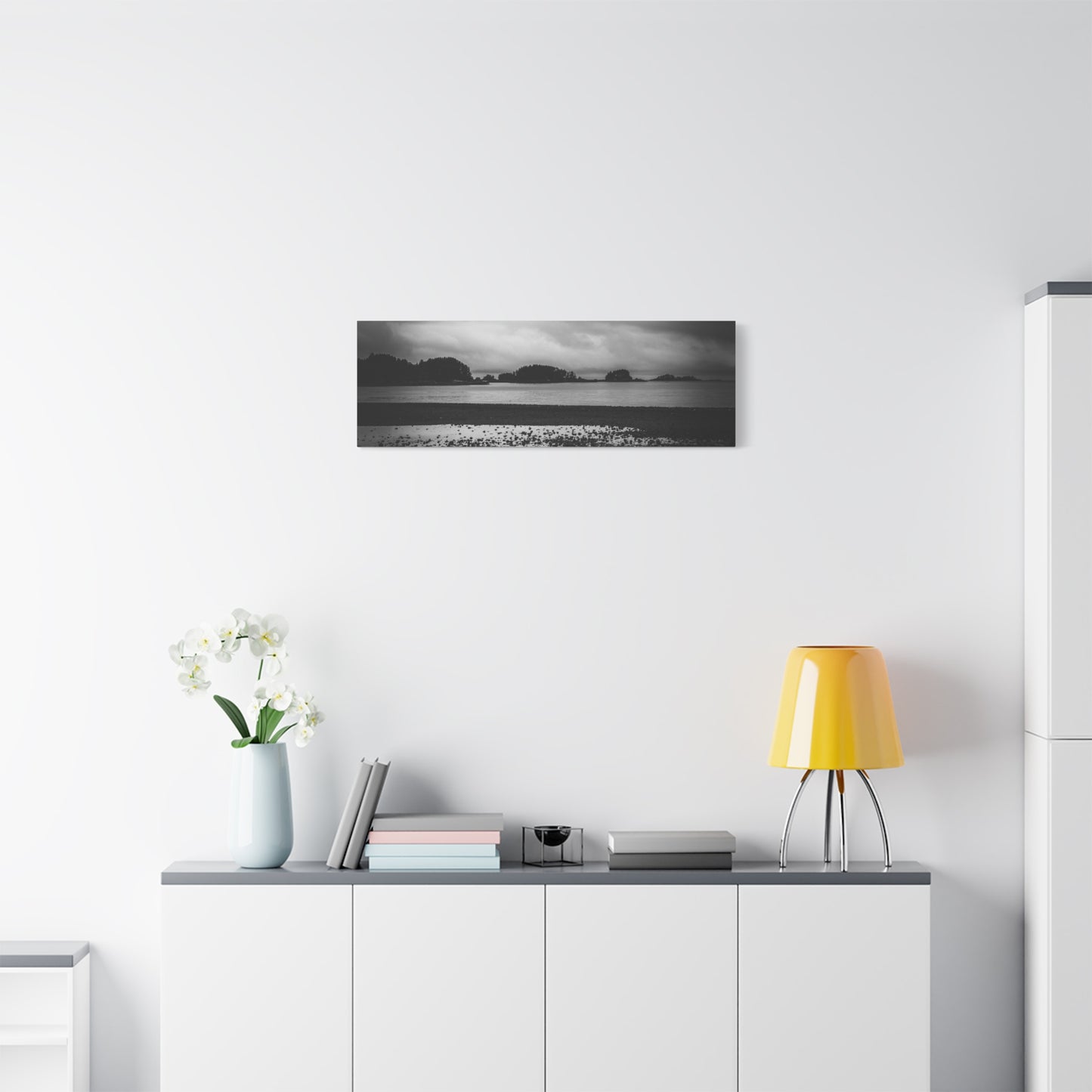 Canvas Wall Art - Photography Grey Scale Ocean Islands