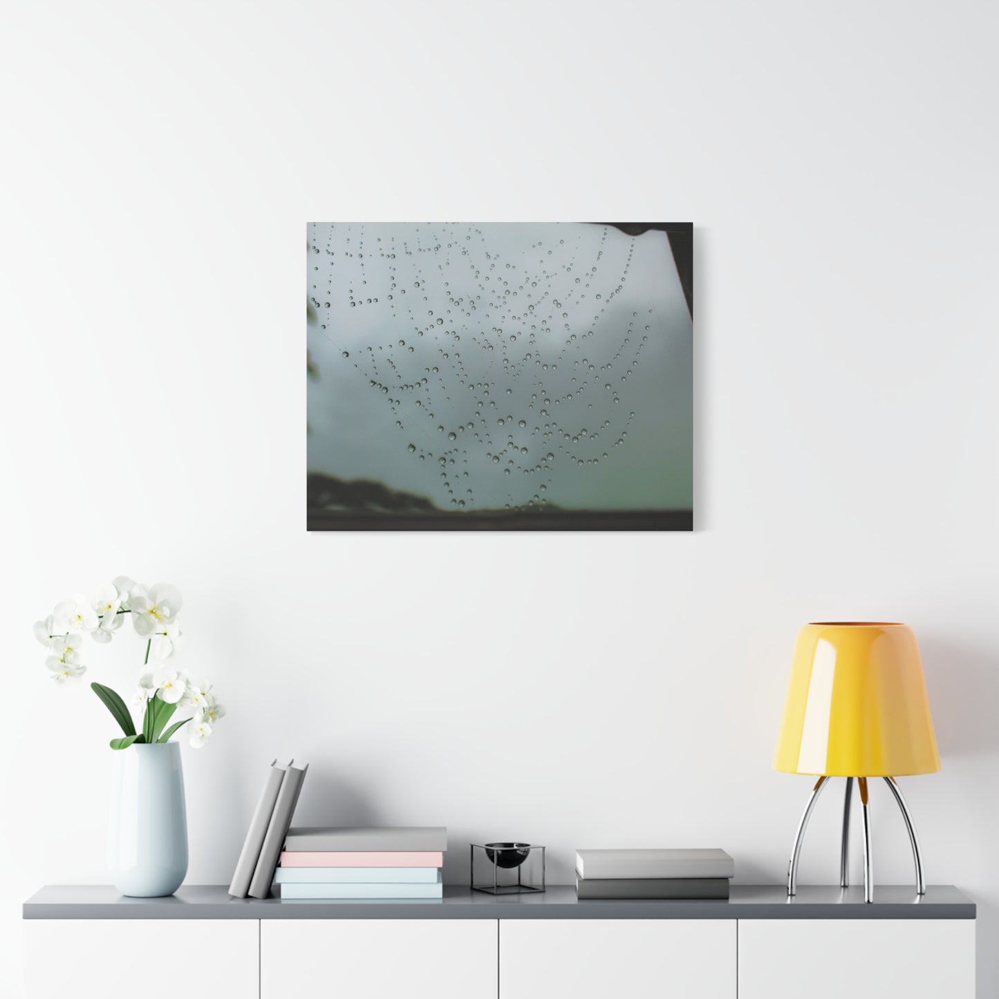 Canvas Print - Morning Dew on Spider Web Photo