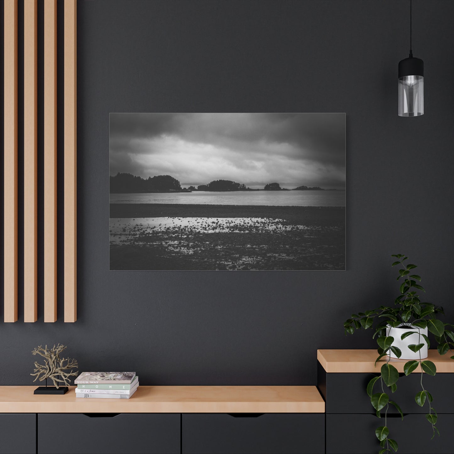 Canvas Wall Art - Photography Grey Scale Ocean Islands