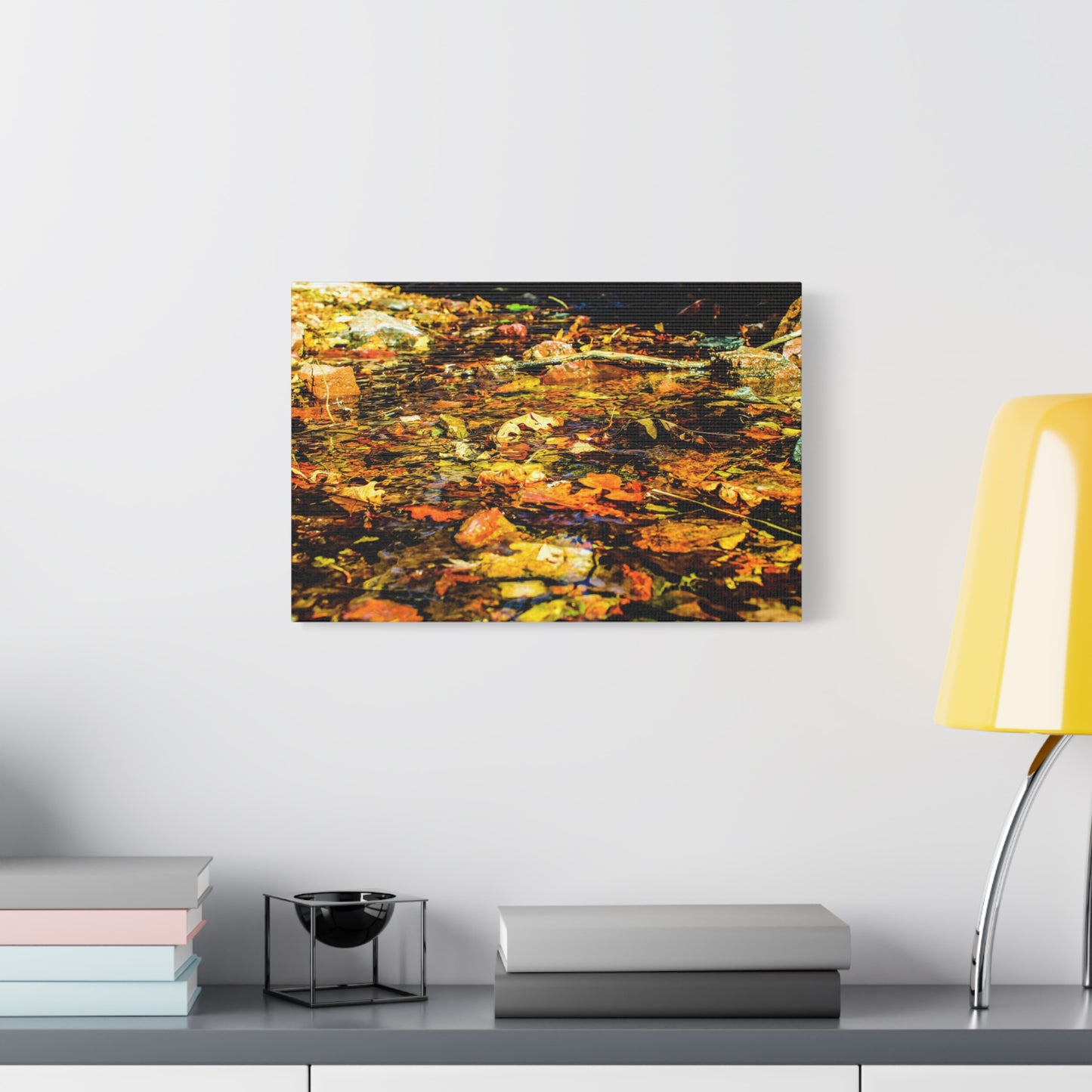 Canvas Print - Fall Leaves in Quiet Stream Photography