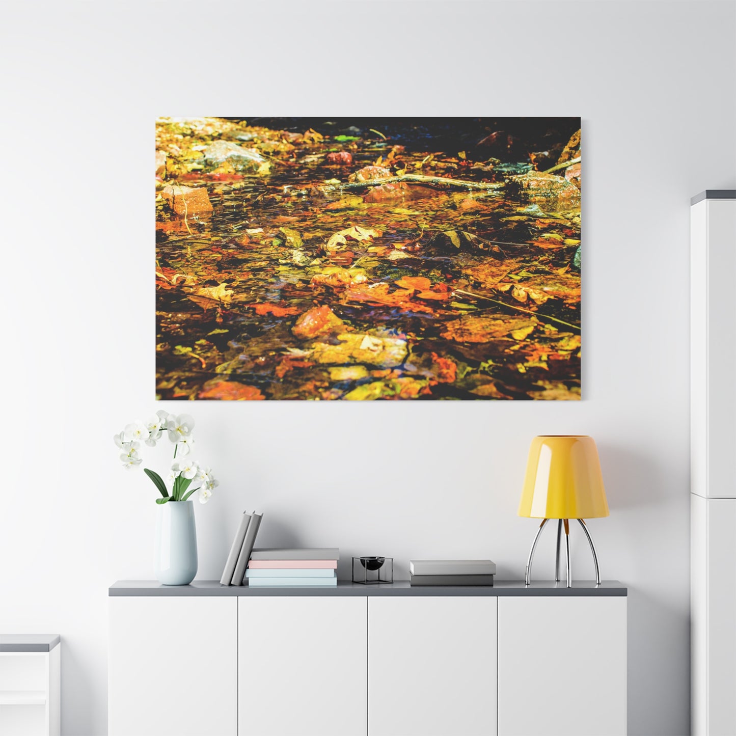 Canvas Print - Fall Leaves in Quiet Stream Photography