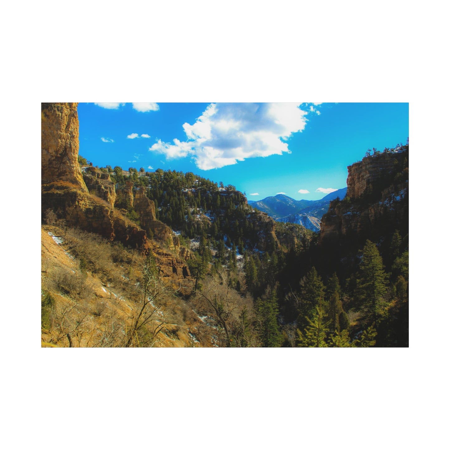 Canvas Art Print - Valley with Trees and Blue Sky Photography