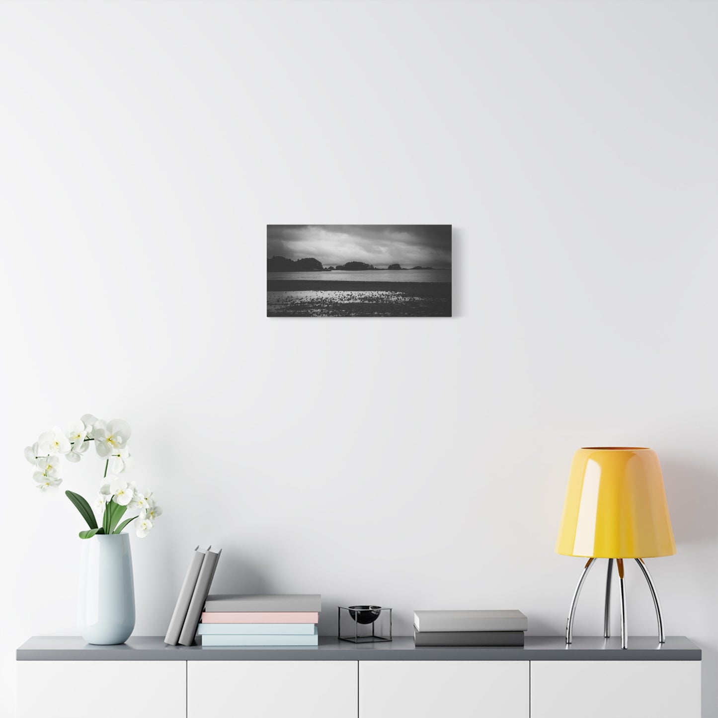 Canvas Wall Art - Photography Grey Scale Ocean Islands