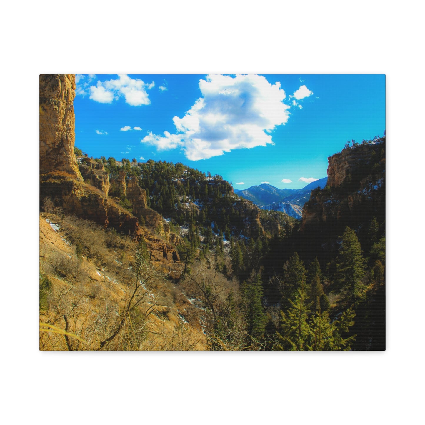 Canvas Art Print - Valley with Trees and Blue Sky Photography