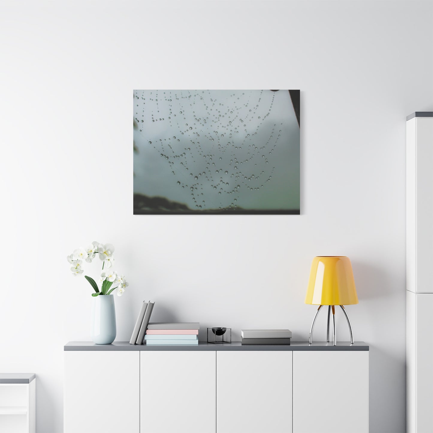 Canvas Print - Morning Dew on Spider Web Photo