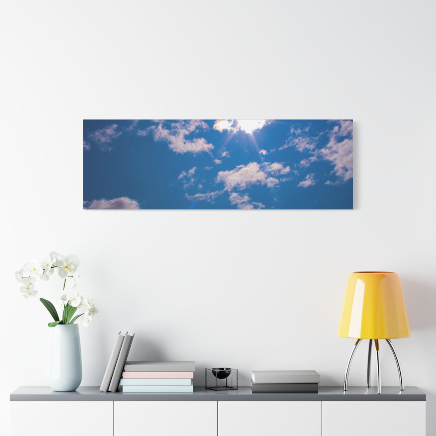 Canvas Wall Art - Blue Sky and Shining Clouds Picture