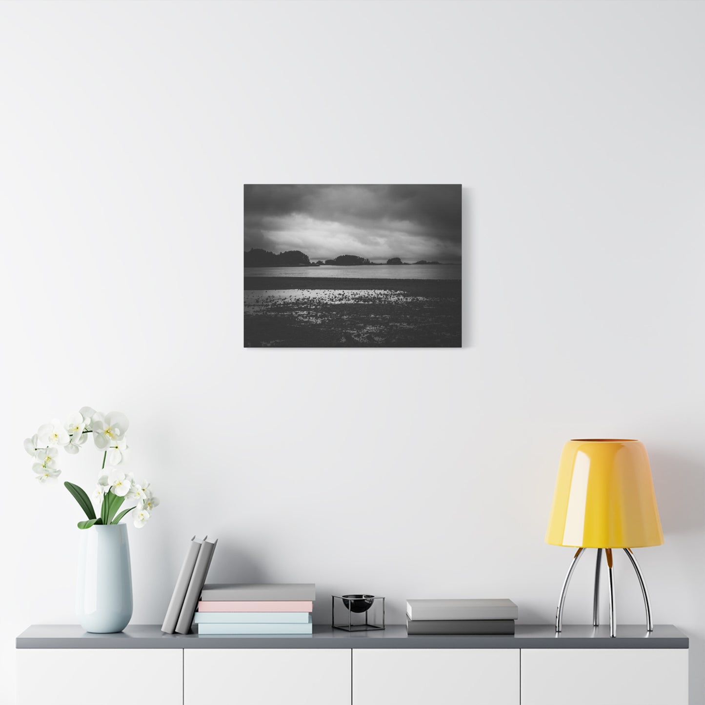 Canvas Wall Art - Photography Grey Scale Ocean Islands