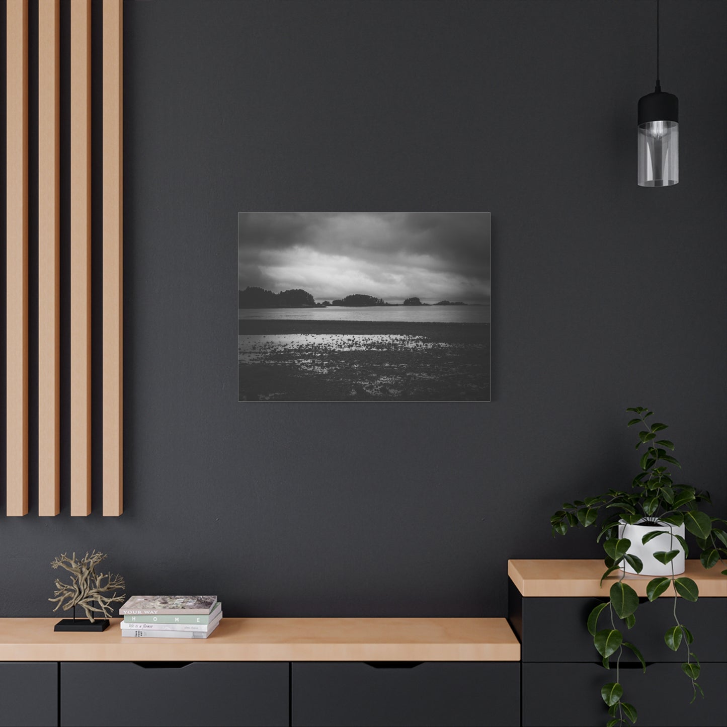 Canvas Wall Art - Photography Grey Scale Ocean Islands