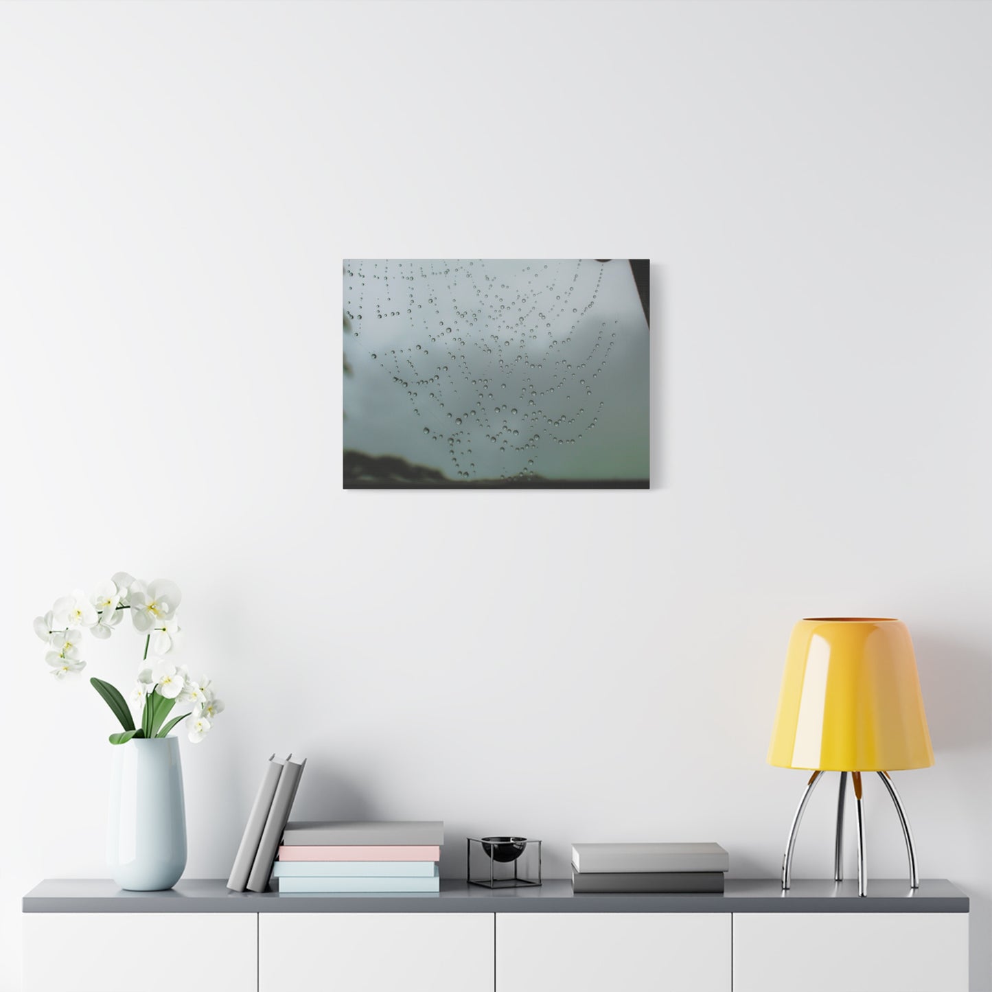Canvas Print - Morning Dew on Spider Web Photo