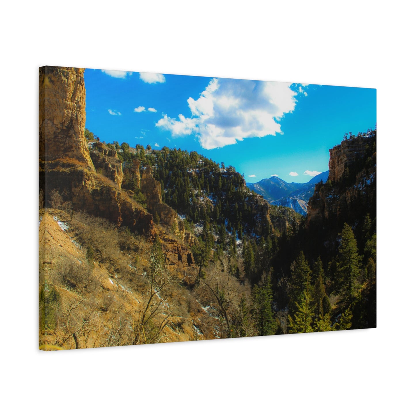 Canvas Art Print - Valley with Trees and Blue Sky Photography