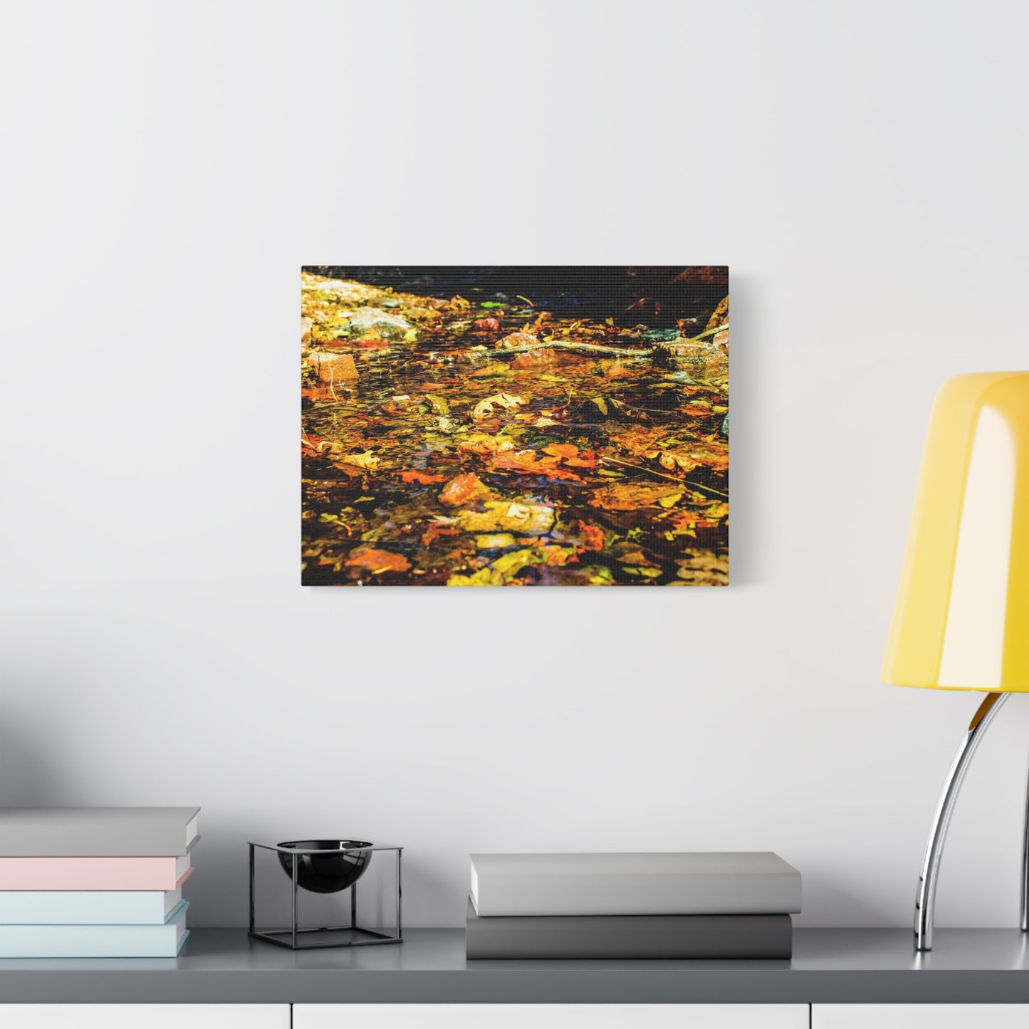Canvas Print - Fall Leaves in Quiet Stream Photography