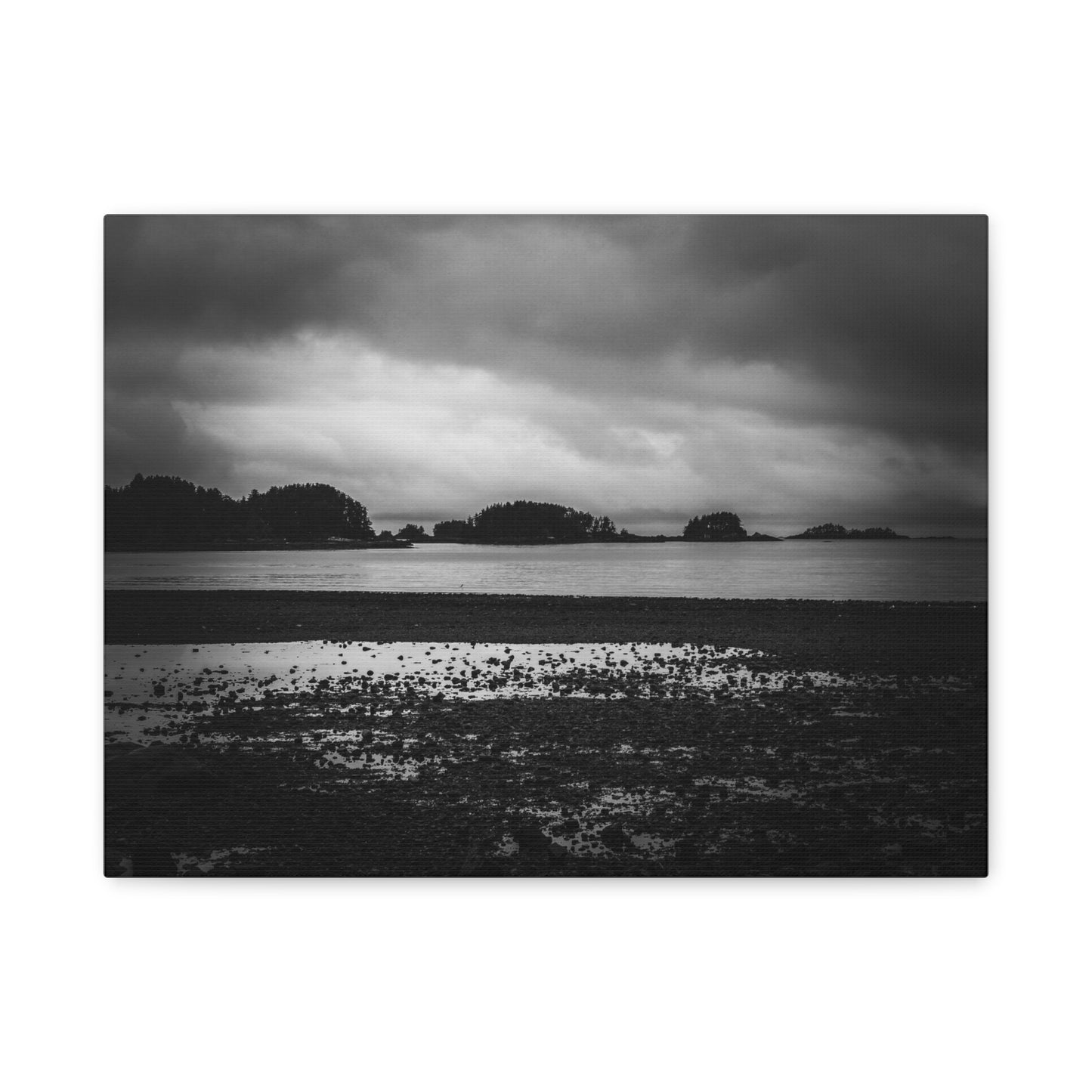 Canvas Wall Art - Photography Grey Scale Ocean Islands