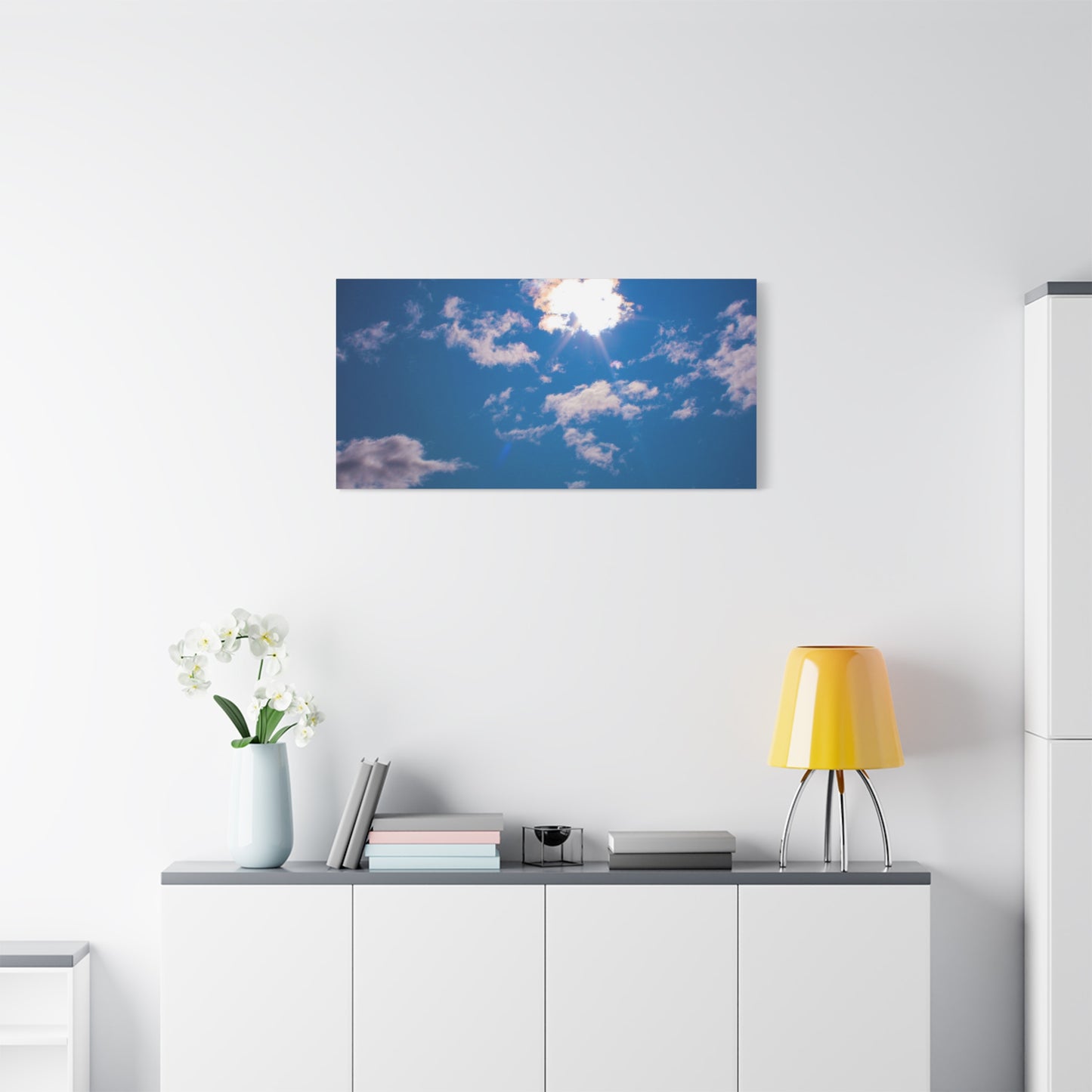Canvas Wall Art - Blue Sky and Shining Clouds Picture
