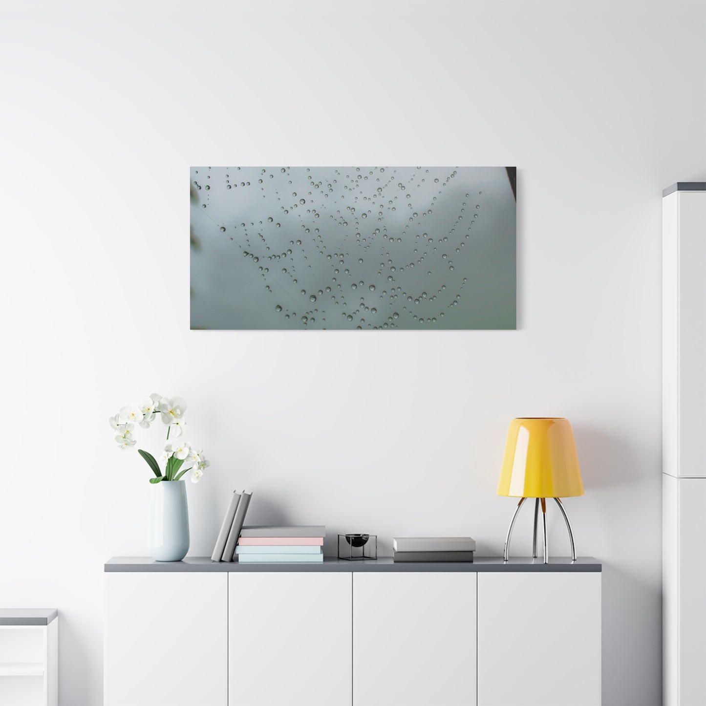 Canvas Print - Morning Dew on Spider Web Photo