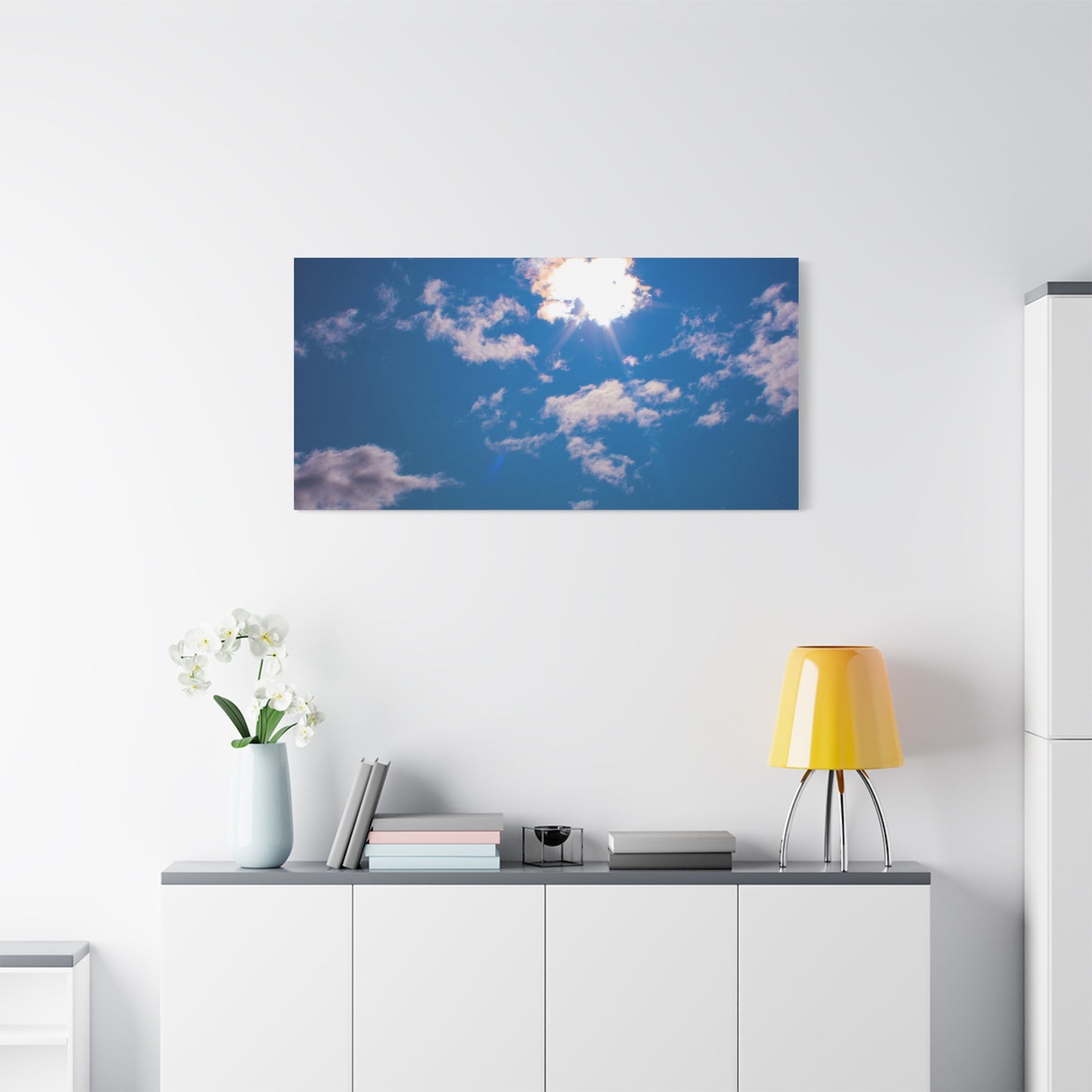 Canvas Wall Art - Blue Sky and Shining Clouds Picture