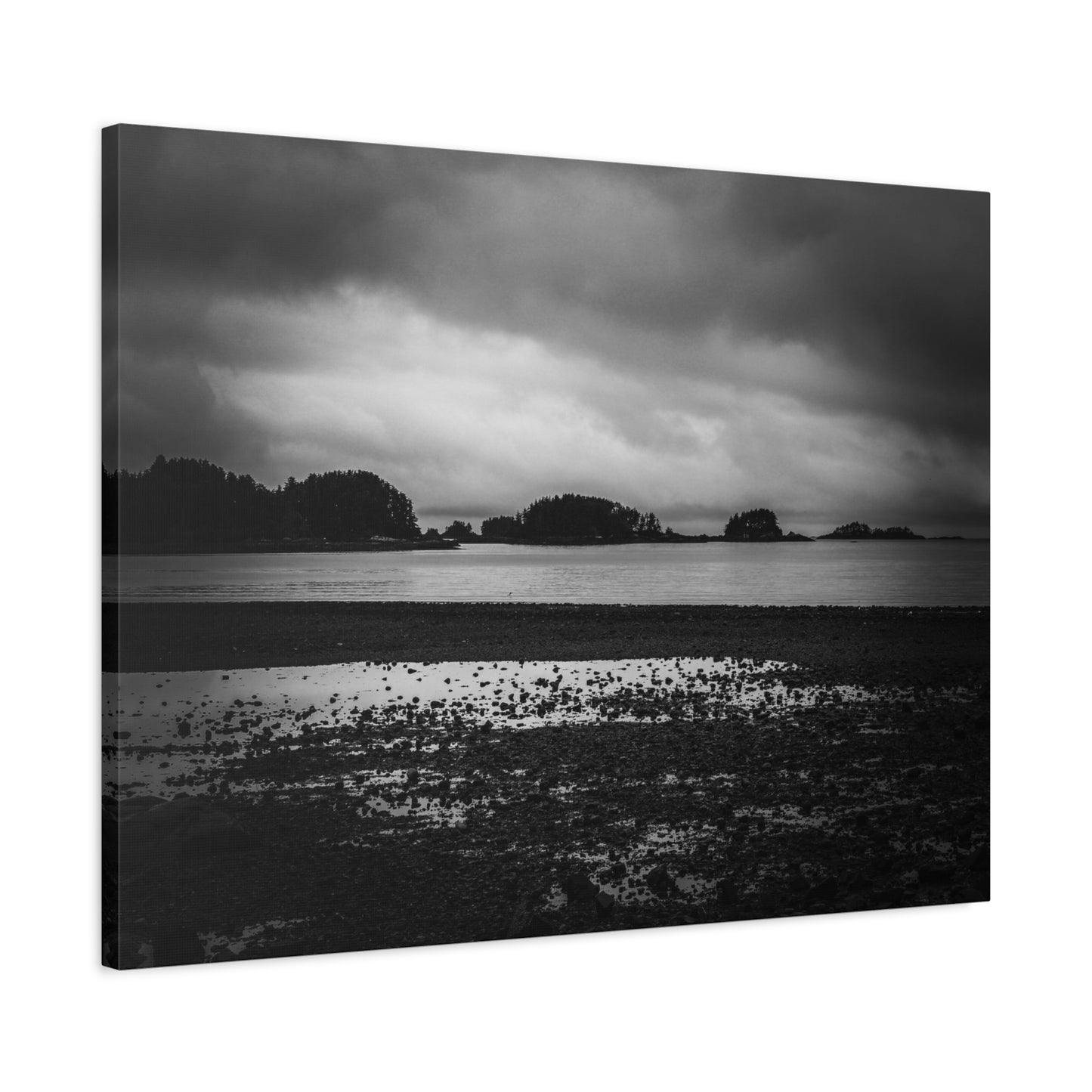 Canvas Wall Art - Photography Grey Scale Ocean Islands
