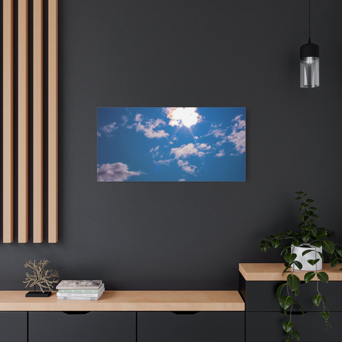 Canvas Wall Art - Blue Sky and Shining Clouds Picture