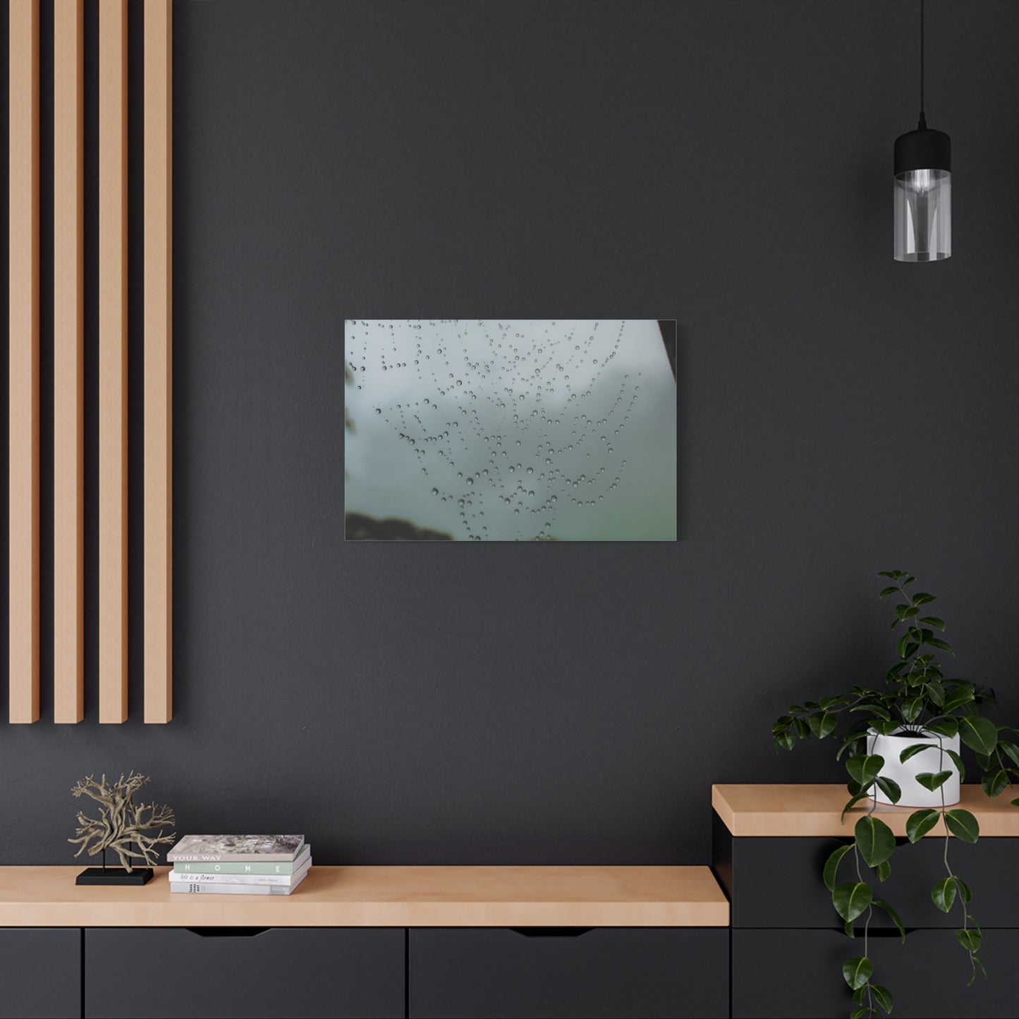 Canvas Print - Morning Dew on Spider Web Photo