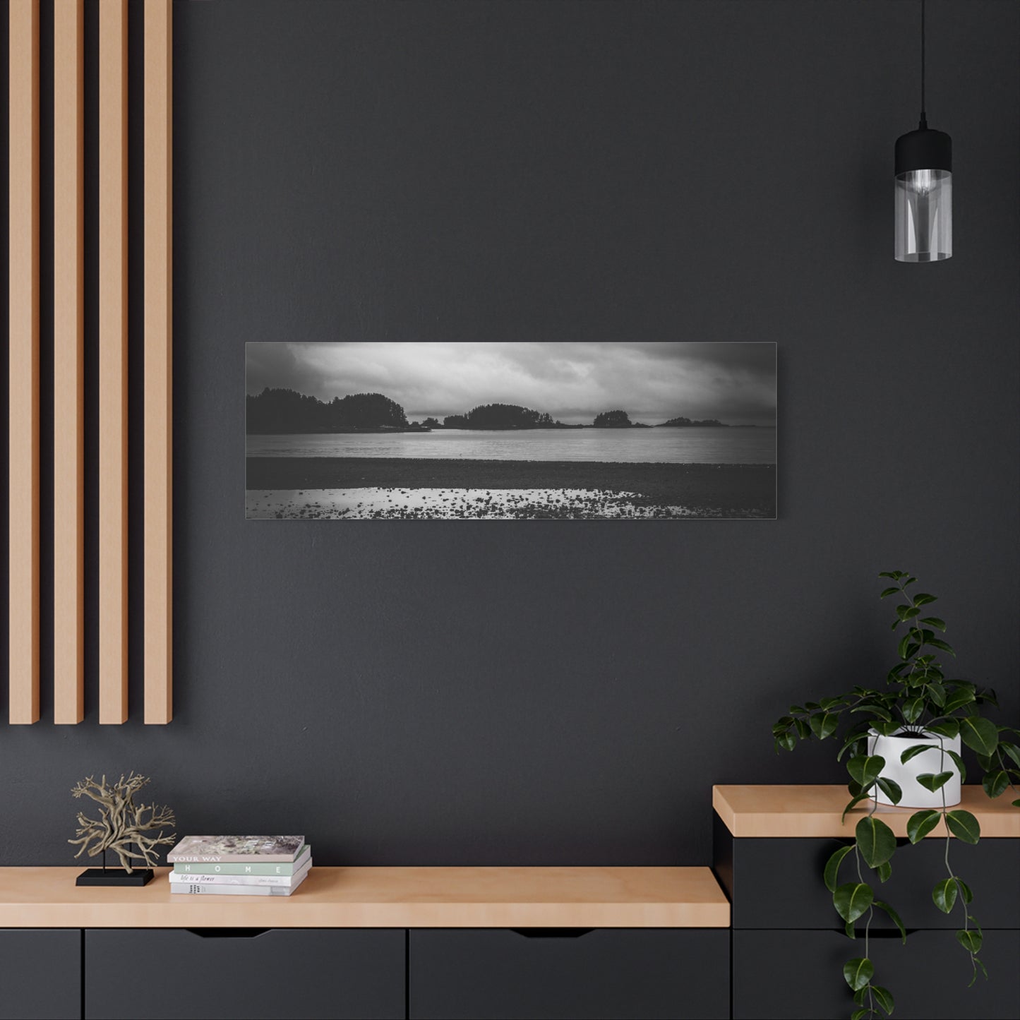 Canvas Wall Art - Photography Grey Scale Ocean Islands