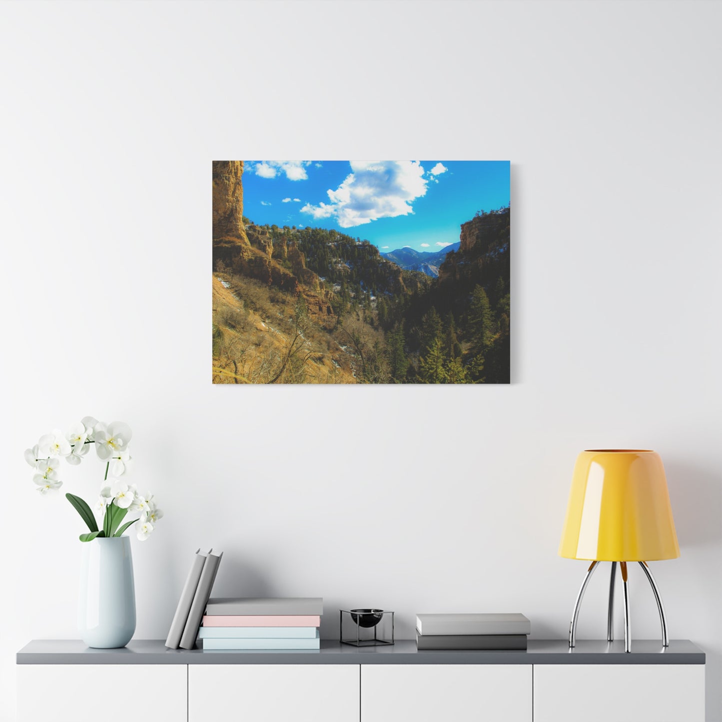 Canvas Art Print - Valley with Trees and Blue Sky Photography