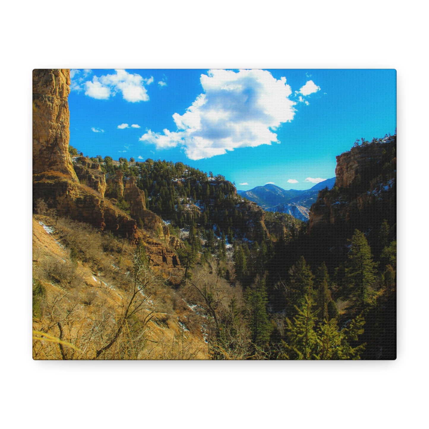 Canvas Art Print - Valley with Trees and Blue Sky Photography