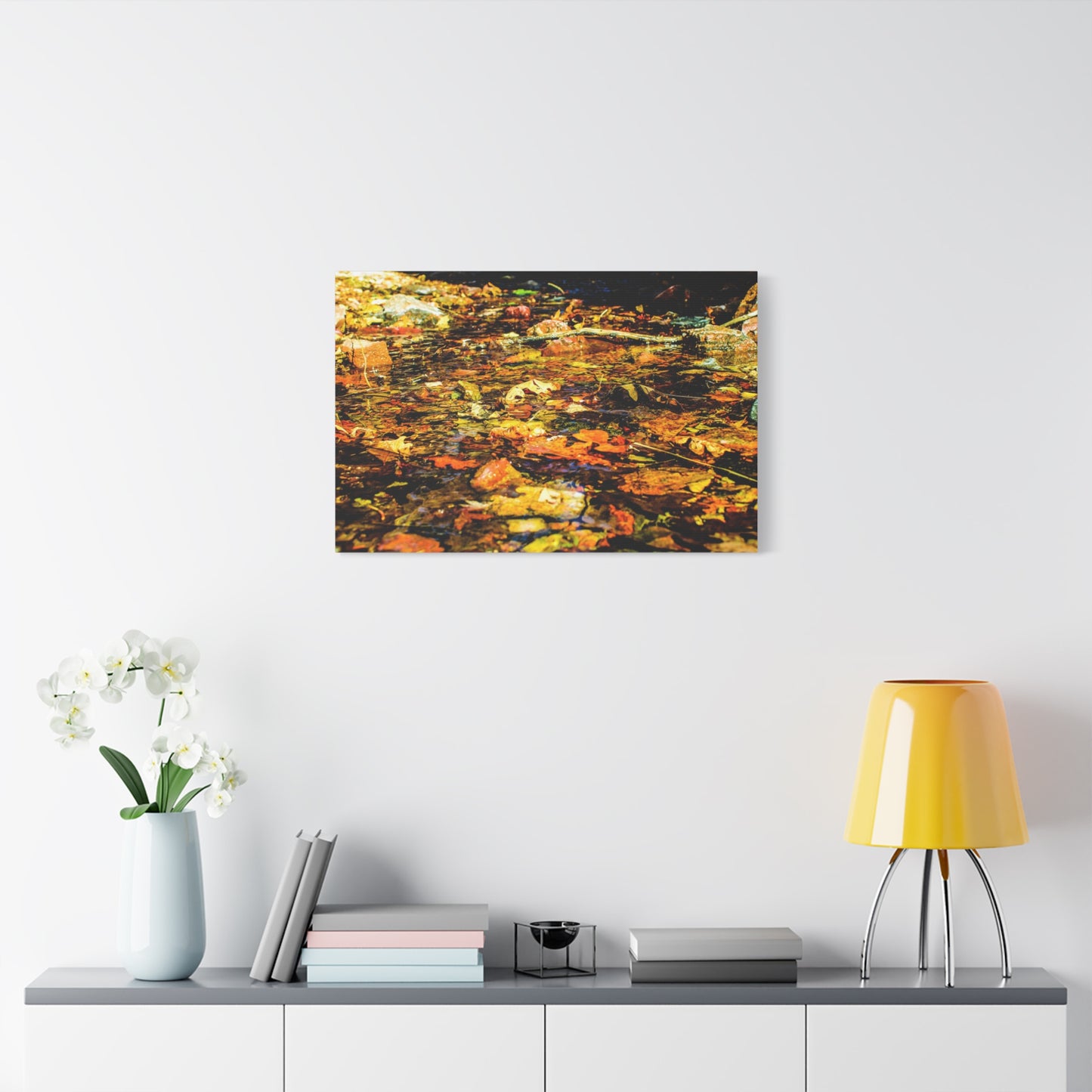 Canvas Print - Fall Leaves in Quiet Stream Photography