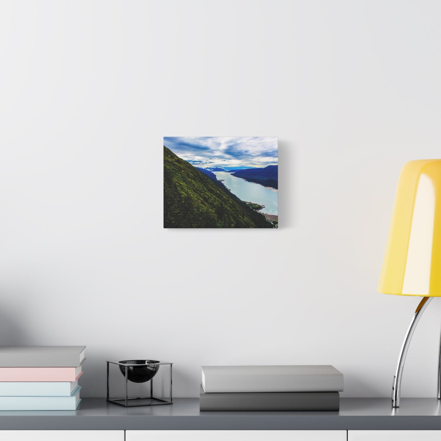 Canvas Wall Art - River at the Bottom of a Mountain Scene