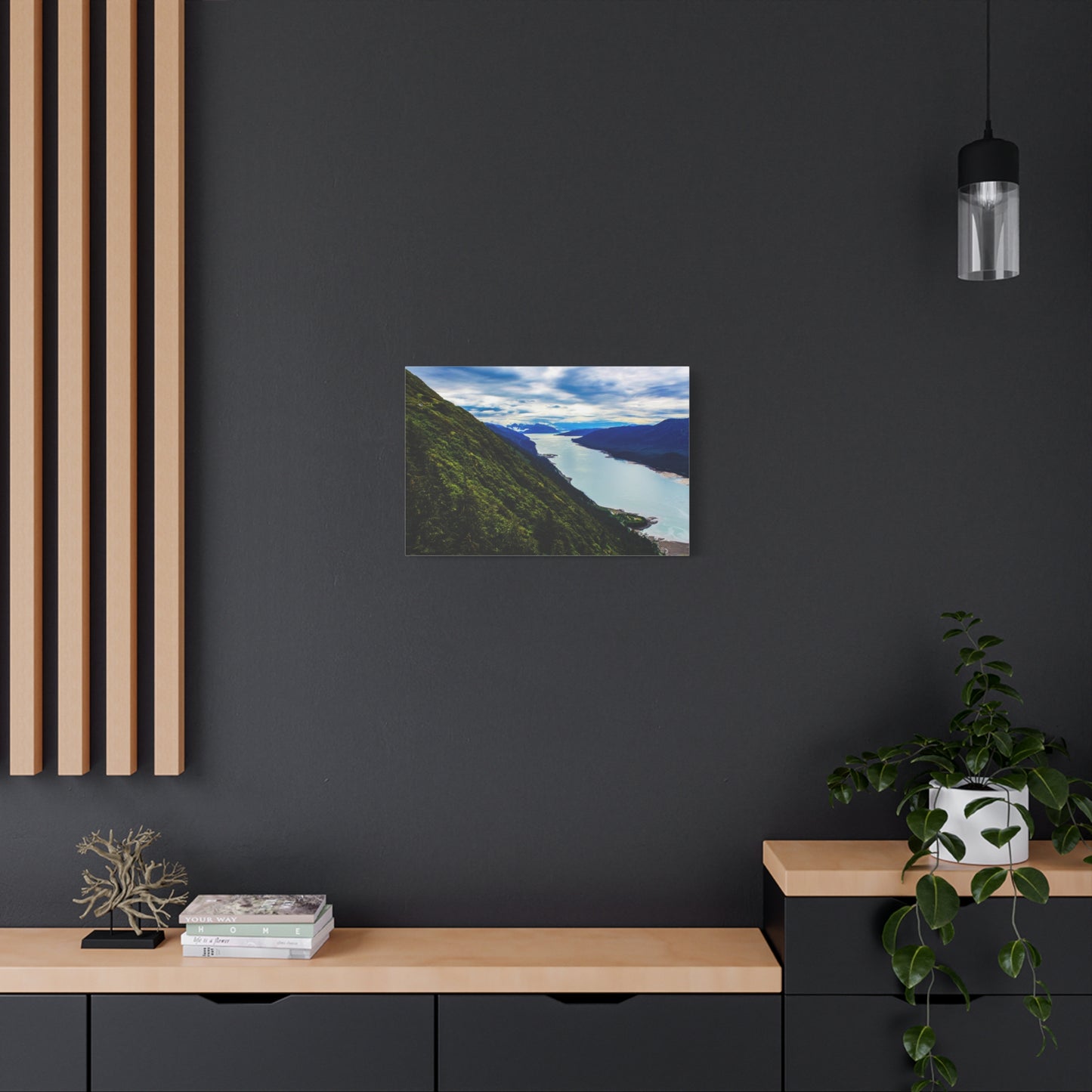 Canvas Wall Art - River at the Bottom of a Mountain Scene