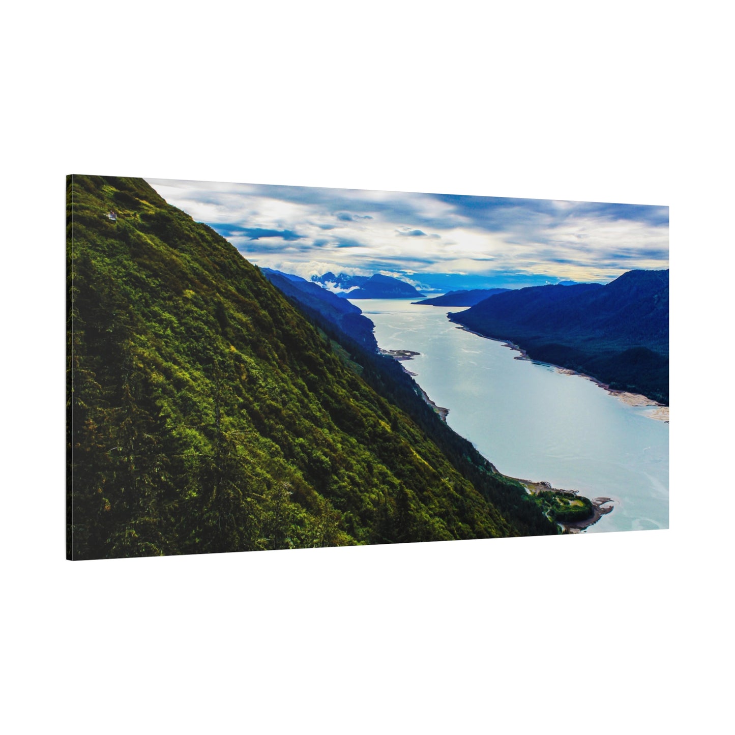 Canvas Wall Art - River at the Bottom of a Mountain Scene