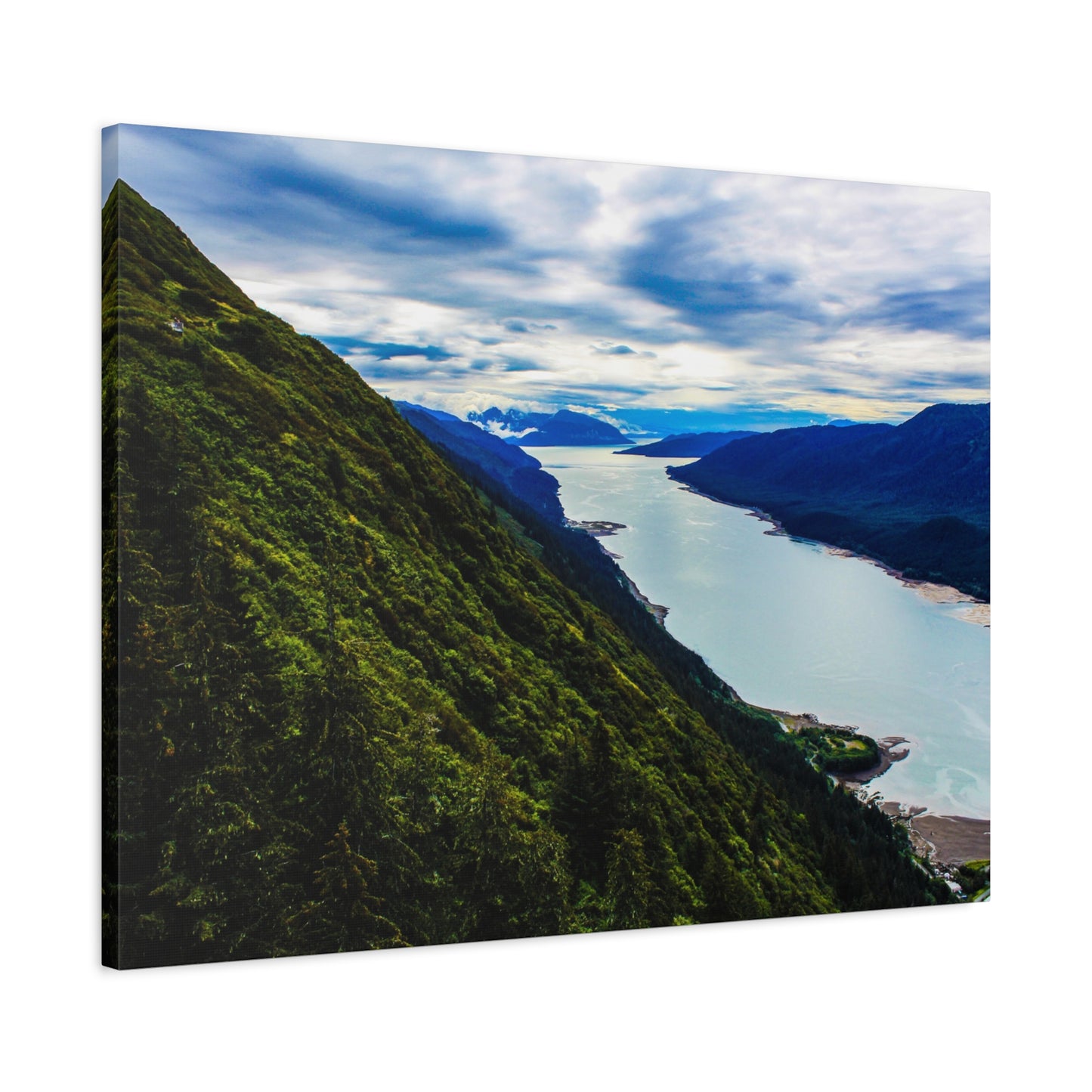Canvas Wall Art - River at the Bottom of a Mountain Scene