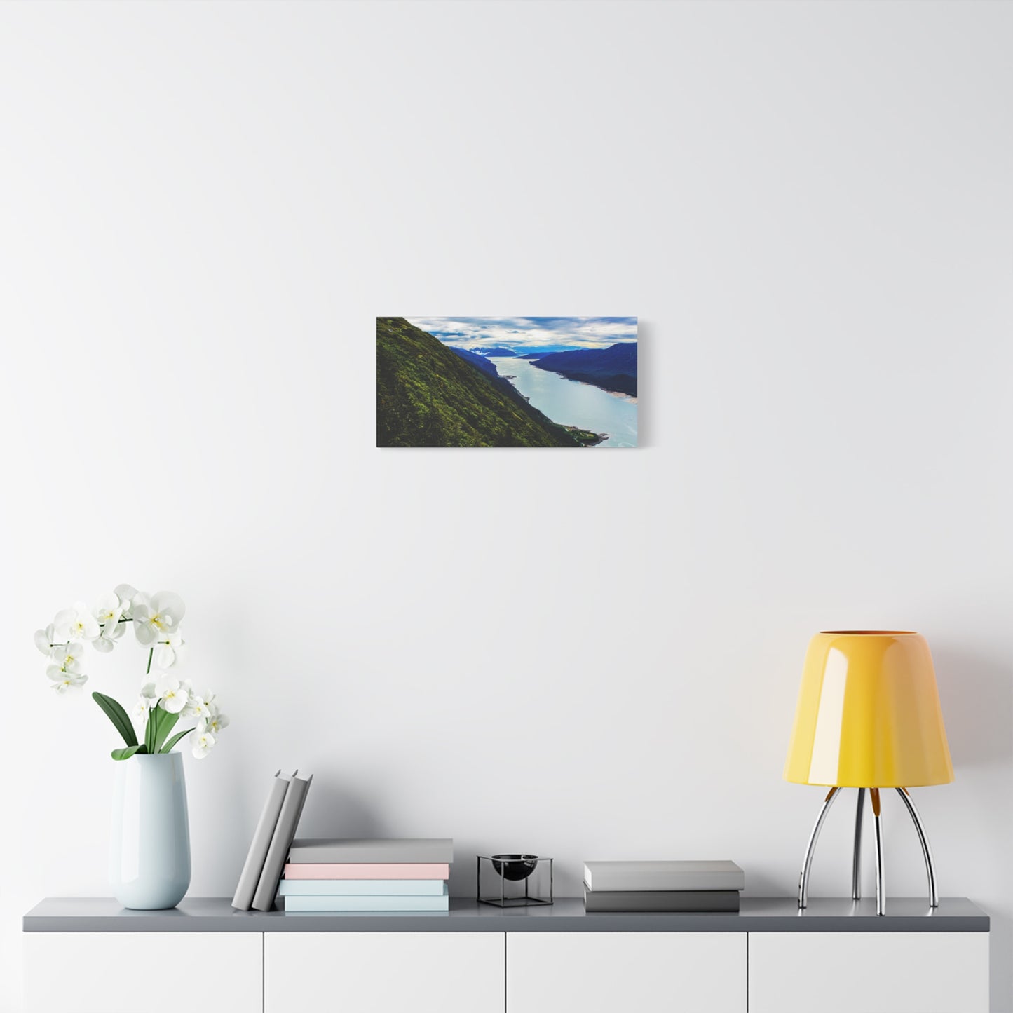 Canvas Wall Art - River at the Bottom of a Mountain Scene