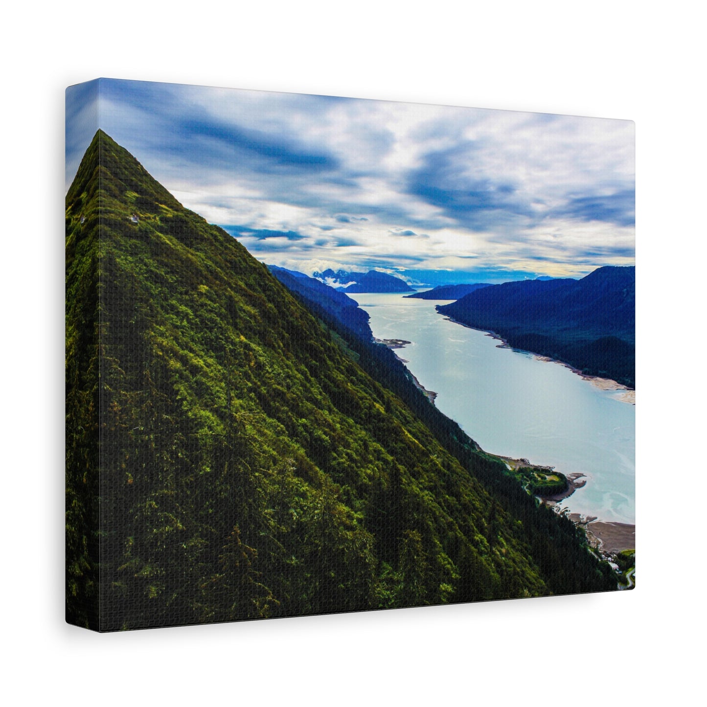 Canvas Wall Art - River at the Bottom of a Mountain Scene