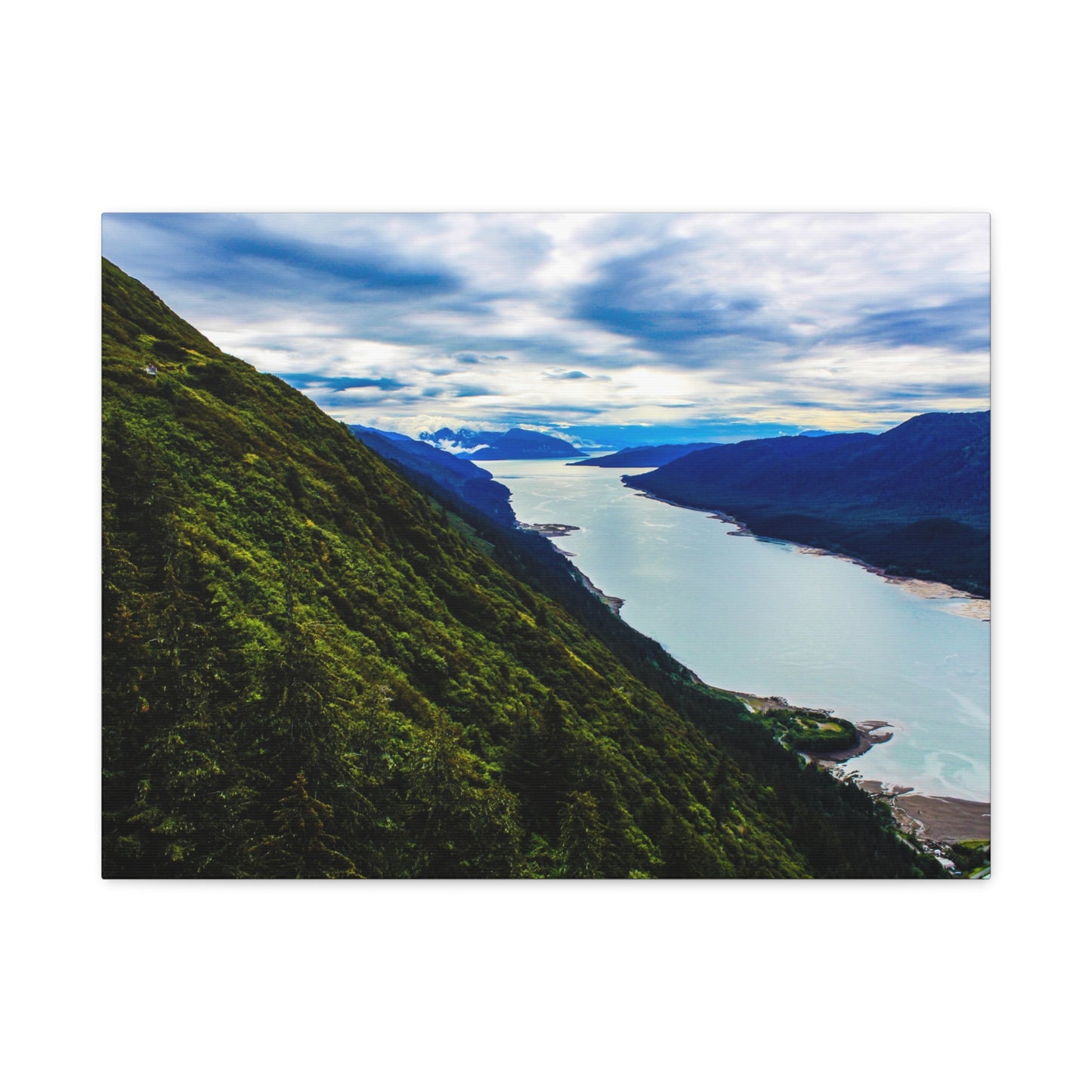 Canvas Wall Art - River at the Bottom of a Mountain Scene