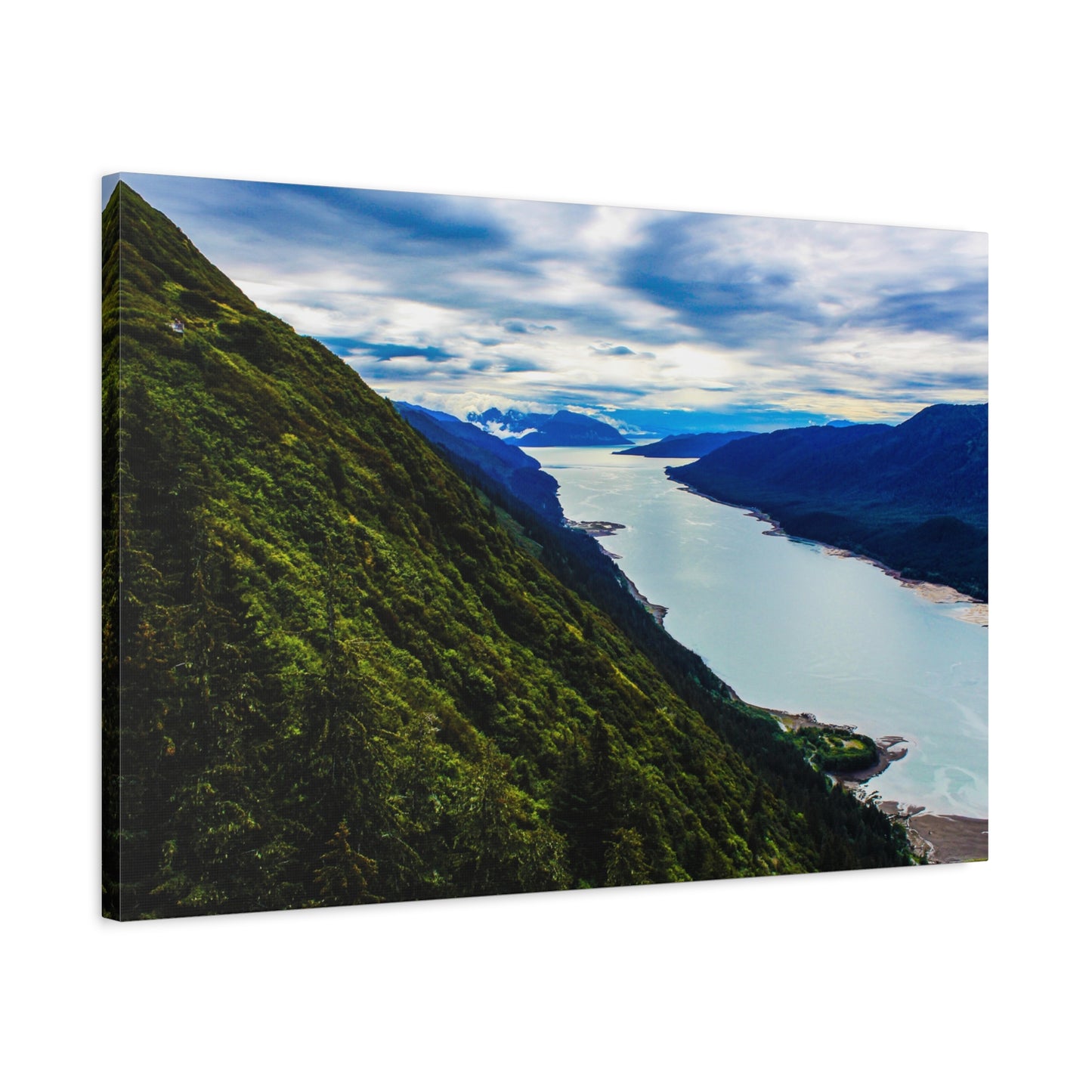Canvas Wall Art - River at the Bottom of a Mountain Scene