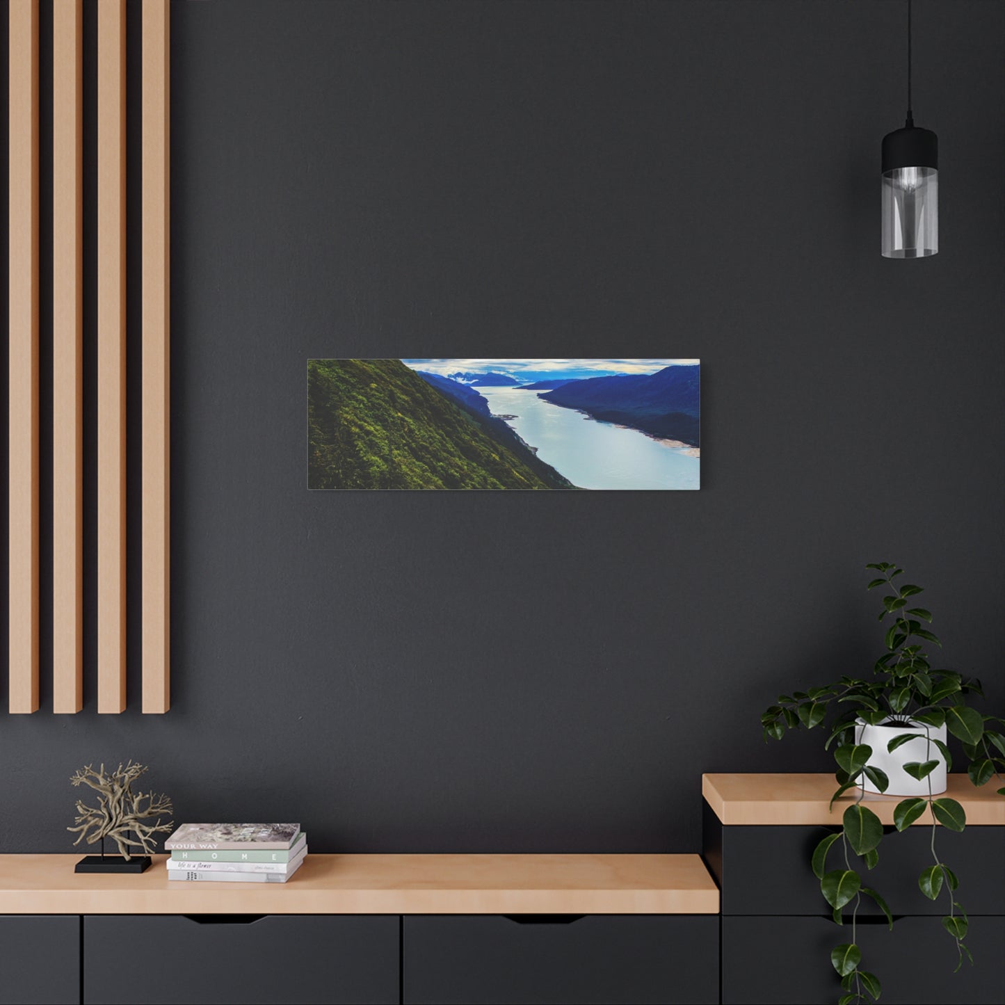 Canvas Wall Art - River at the Bottom of a Mountain Scene