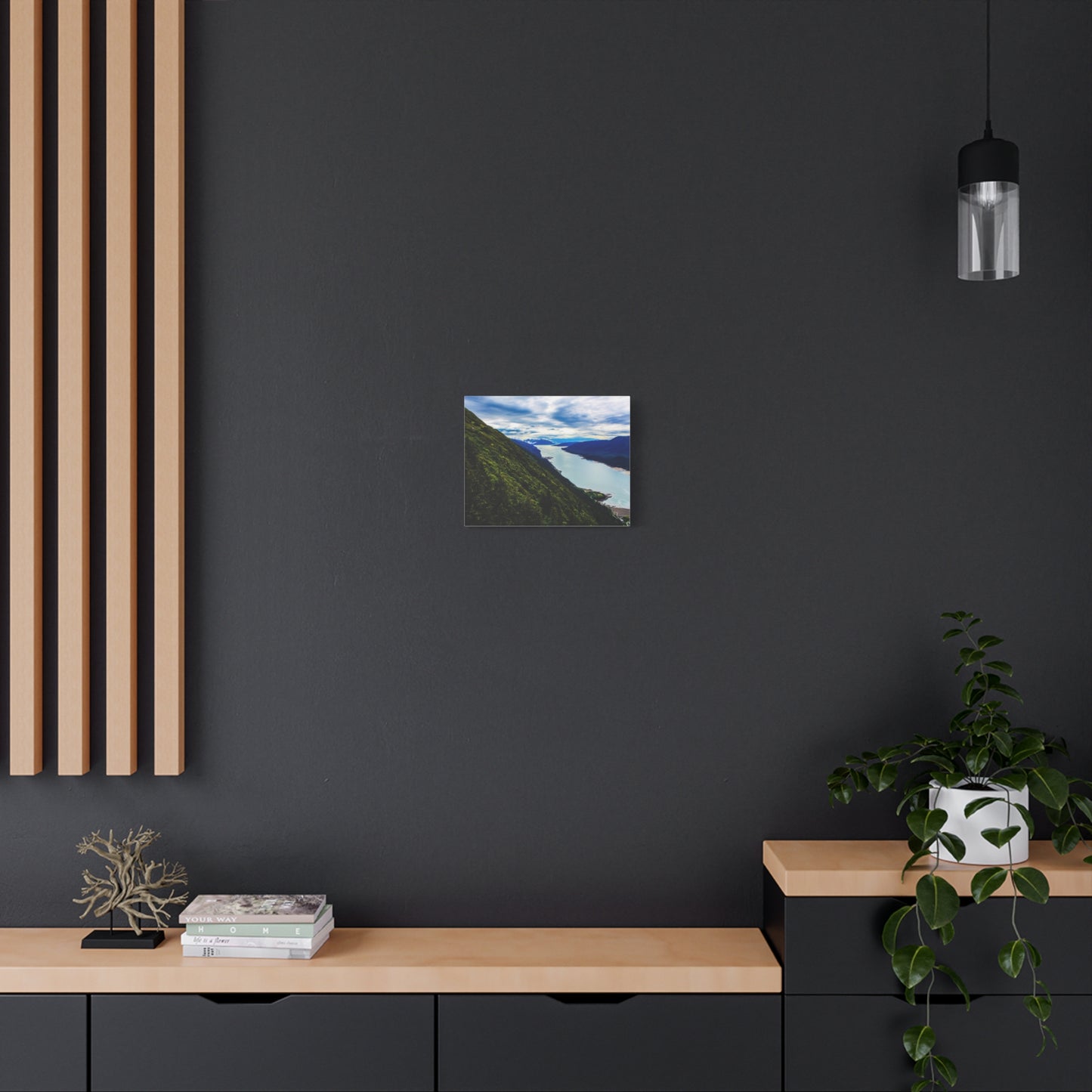 Canvas Wall Art - River at the Bottom of a Mountain Scene
