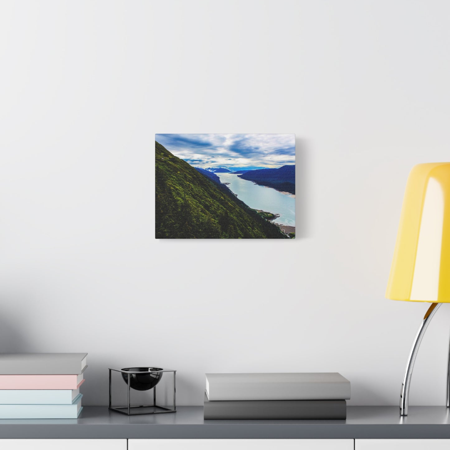 Canvas Wall Art - River at the Bottom of a Mountain Scene