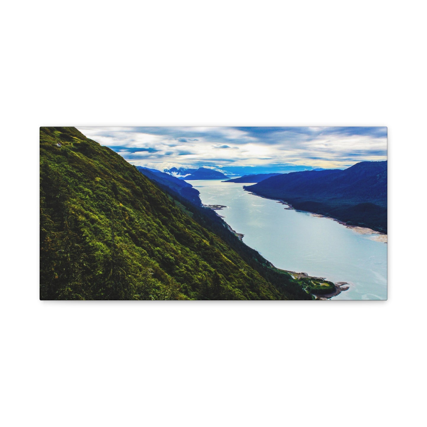 Canvas Wall Art - River at the Bottom of a Mountain Scene