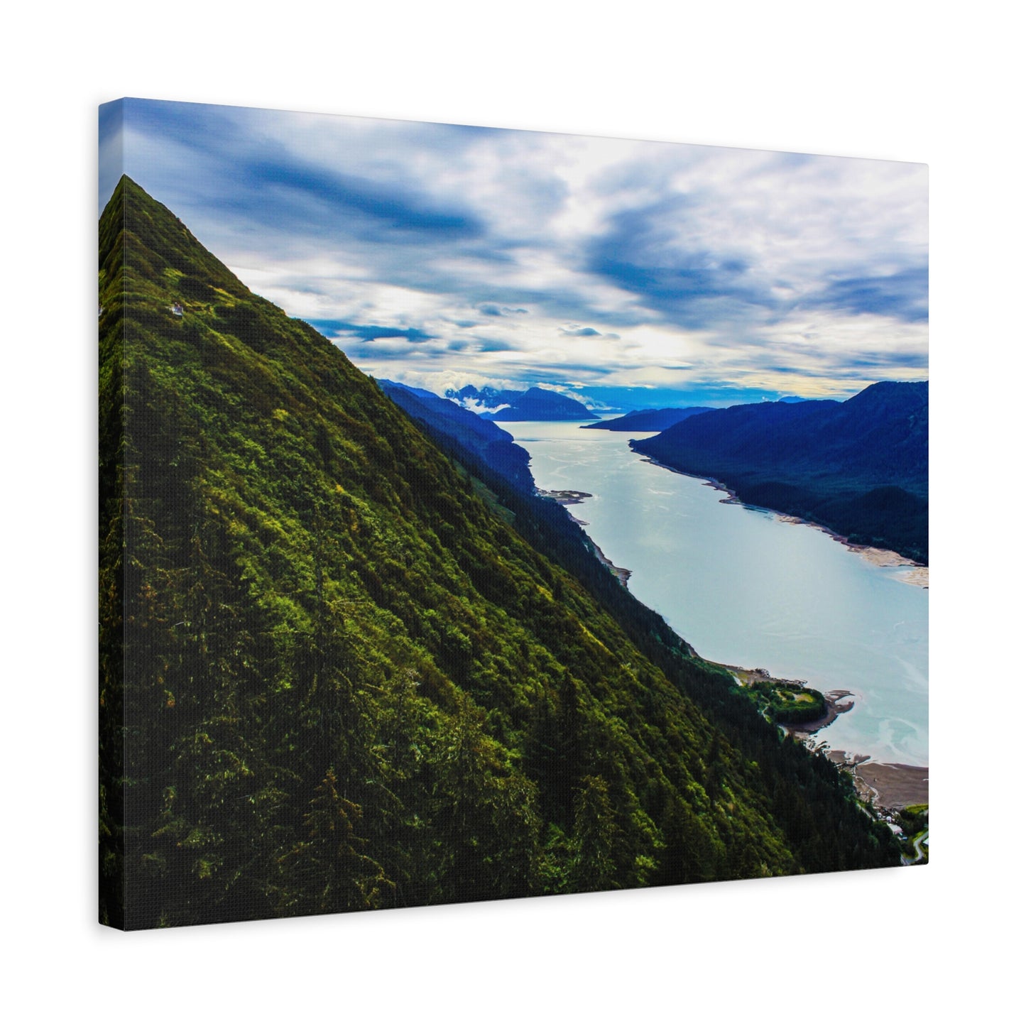 Canvas Wall Art - River at the Bottom of a Mountain Scene
