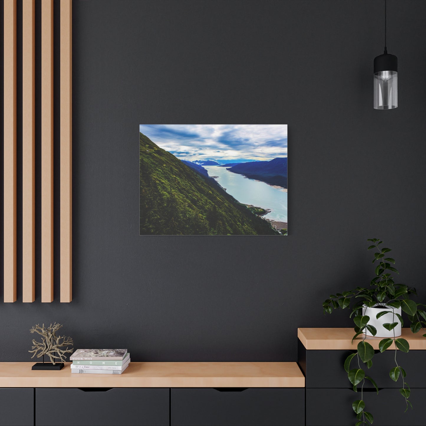 Canvas Wall Art - River at the Bottom of a Mountain Scene