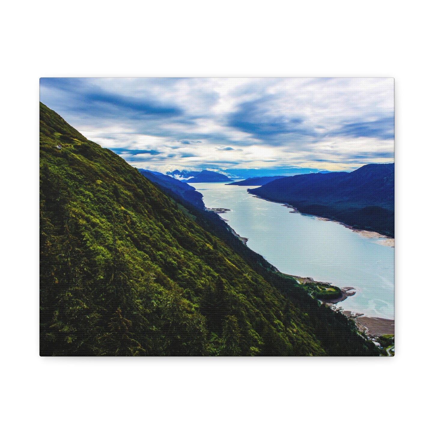 Canvas Wall Art - River at the Bottom of a Mountain Scene