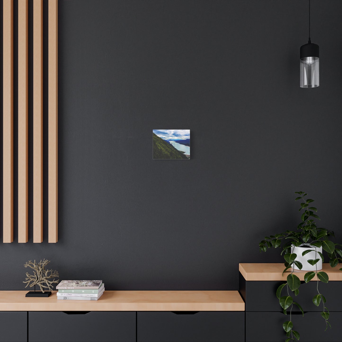 Canvas Wall Art - River at the Bottom of a Mountain Scene